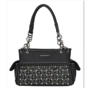 NWT Montana West Cut-Out Studs Collection Conceal Carry Satchel, Black, 13"x8.5"